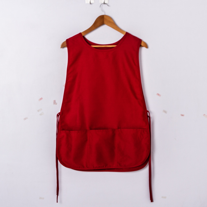 180 g 80/20ポリエステル綿紗卡ベストエプロン赤