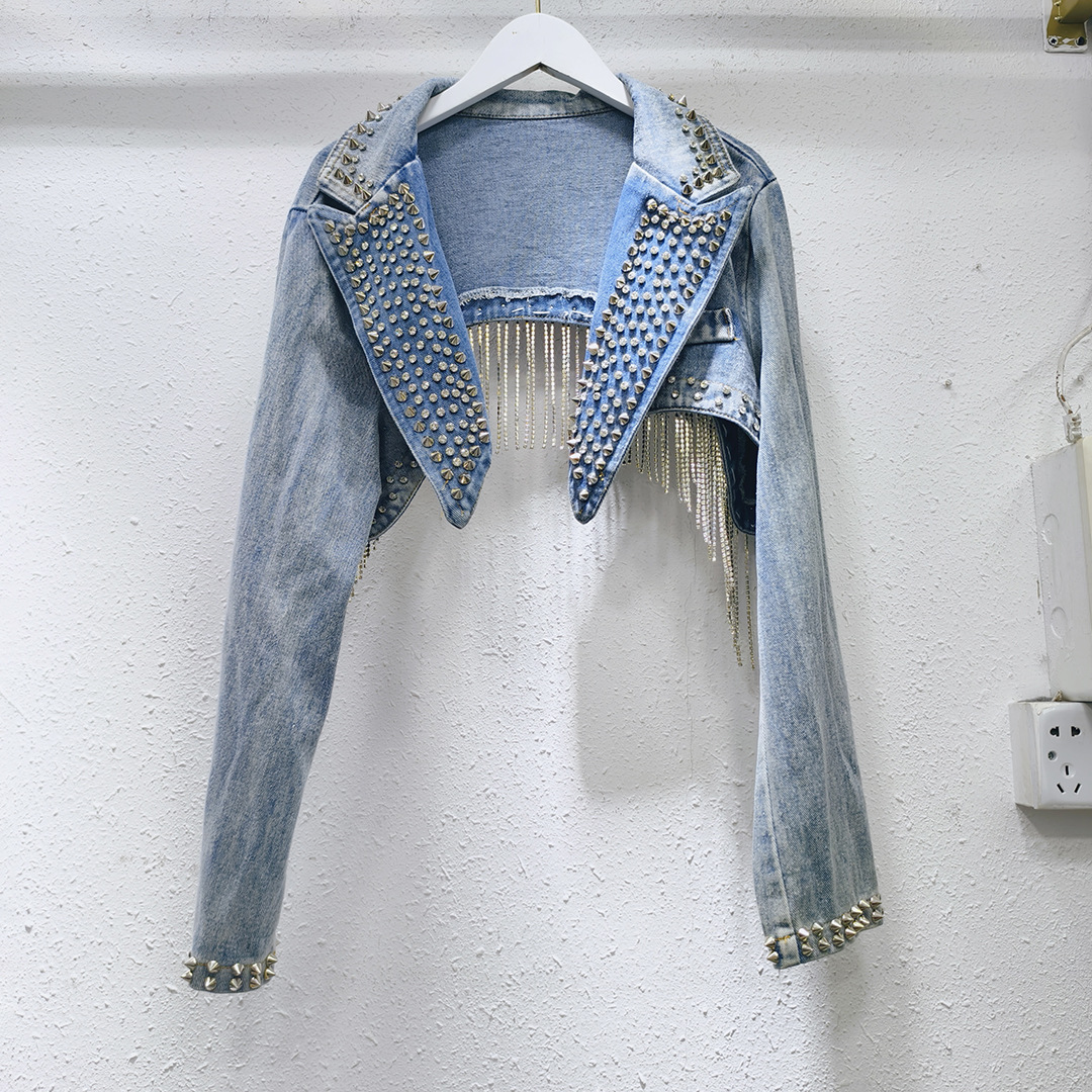 Denim autumn retro short jacket