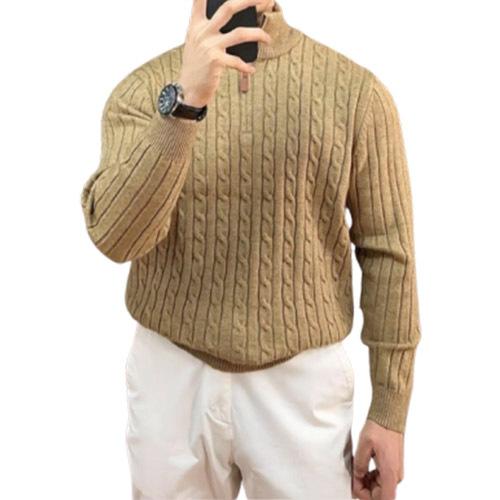 Explosiones transfronterizas de tamaño europeo medio cremallera jersey de hilado suéter hombre viejo viento de negocios otoño invierno fábrica al por mayor