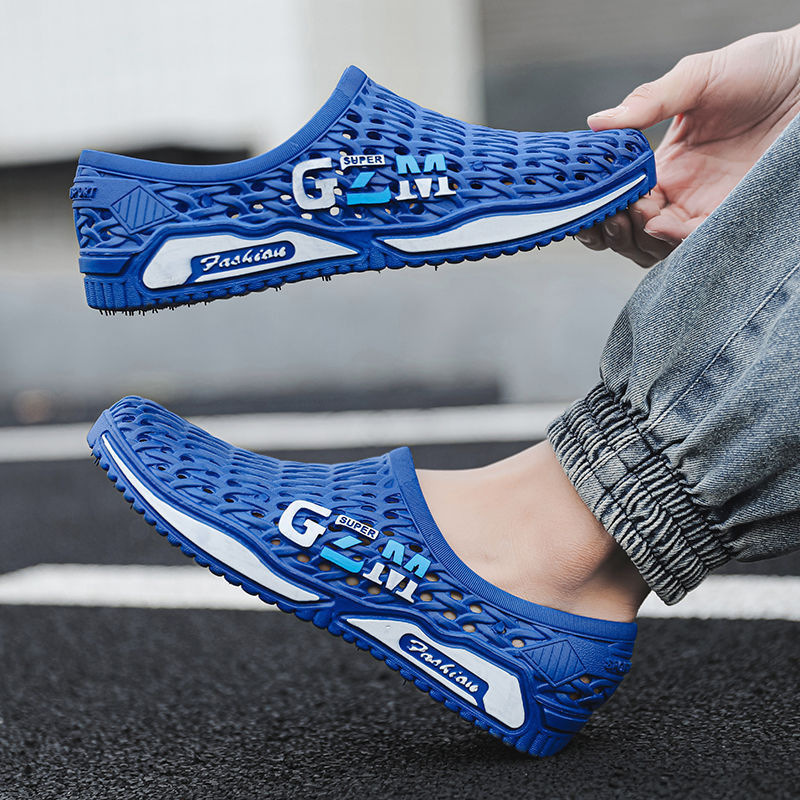 New Hole Shoes Men's Summer Non-slip Workshop Work Shoes Casual Student Sandals Breathable Baotou Beach Rafting Shoes