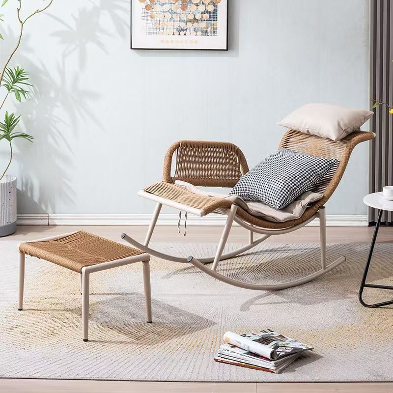 Outdoor Rocking Chair, Lounge Chair, Adult Home Single Rattan Chair, Retro Rocking Chair, Epiphyllum Rocking Chair, Courtyard B&B Scenery