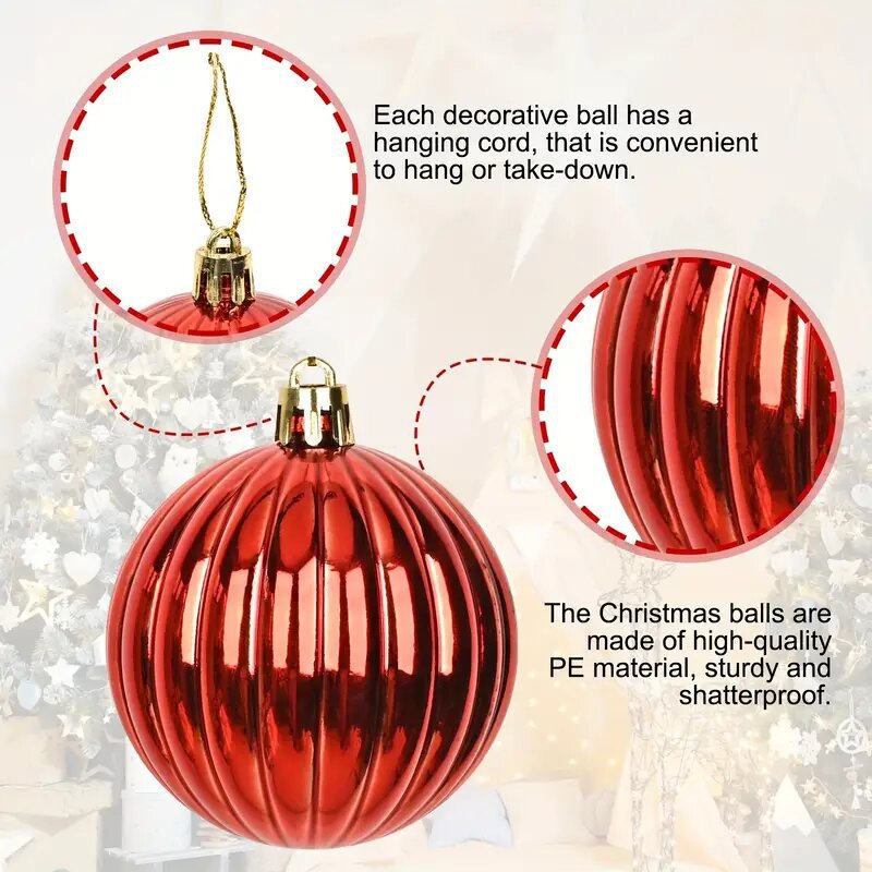 Inventario de Navidad nuevo 6cm conjunto de más de 30 bolas de plástico de forma especial brillante caja de regalo de Navidad colgante de árbol de Navidad