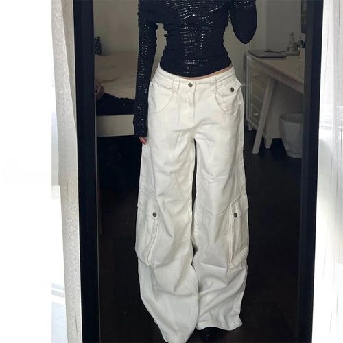 American-style spicy girl workwear jeans for women, new winter designs with a sense of style, loose high-waisted, slimming wide-leg floor-length pants
