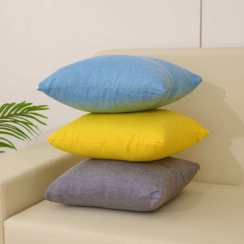 沙发抱枕客厅靠垫纯色亚麻靠枕床头靠背抱枕不含芯方形枕套40x40