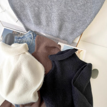 韩国chic秋法式气质高领软糯宽松百搭纯色无袖马甲针织毛衣女6240