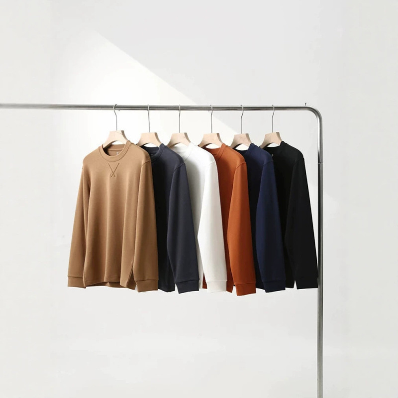 Old Money Luxury Goods! 100-Count Modal Fleece! Lightweight and Warm! Men's Fleece Base Layer Sweatshirt for Autumn and Winter