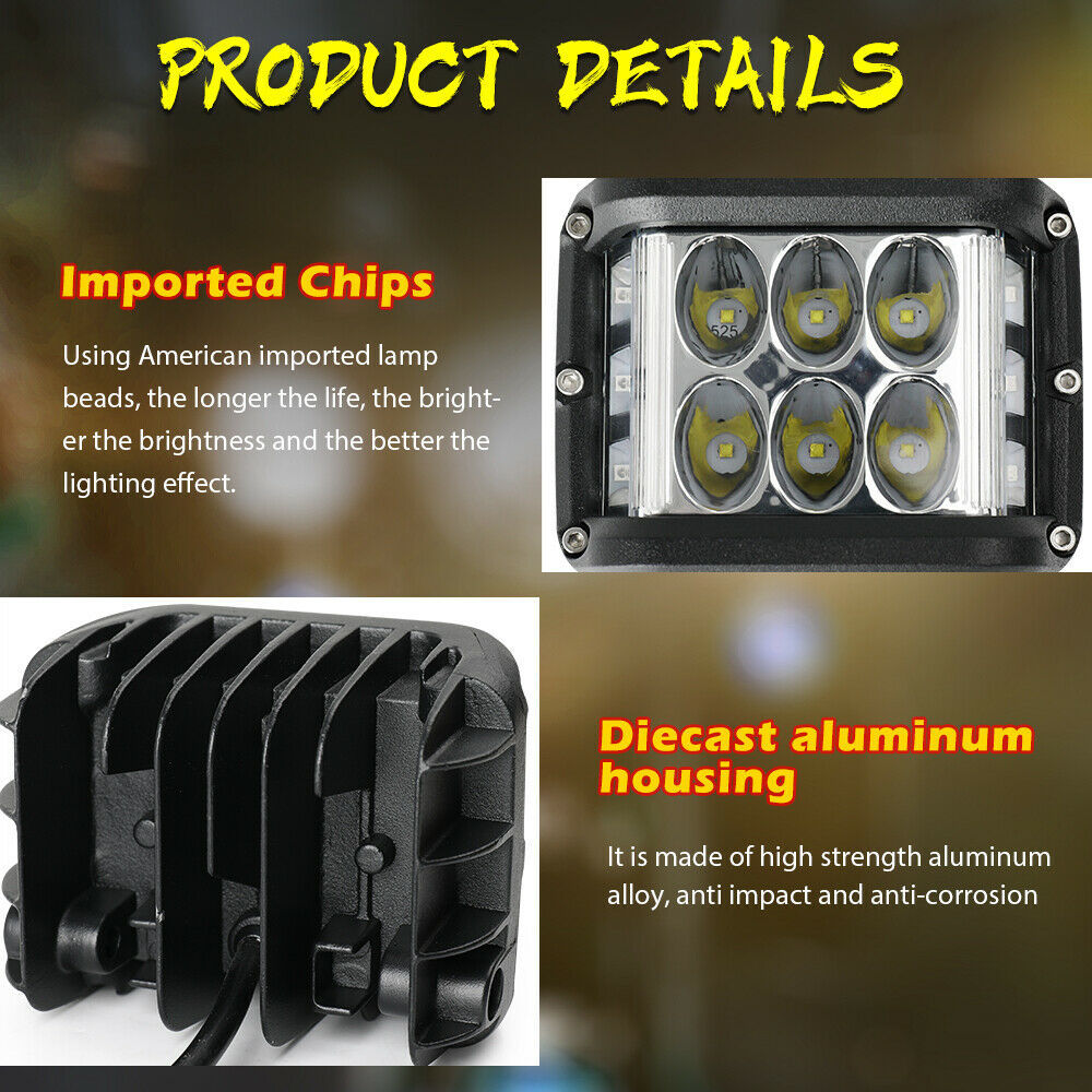 Transfronterizos para tres lados iluminados LED lámpara de trabajo Wrangler lateral estallado parpadeo vehículo todoterreno foco lámpara de niebla 60W image 5