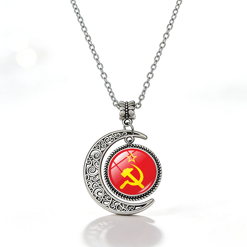 Trendy, versatile, personalized, and stylish sweater chain, best-selling cross-border item, Soviet emblem, Russian CCCP time gemstone necklace Trendy, versatile, personalized, and stylish sweater chain, best-selling cross-border item, Soviet emblem, Russian CCCP time gemstone necklace