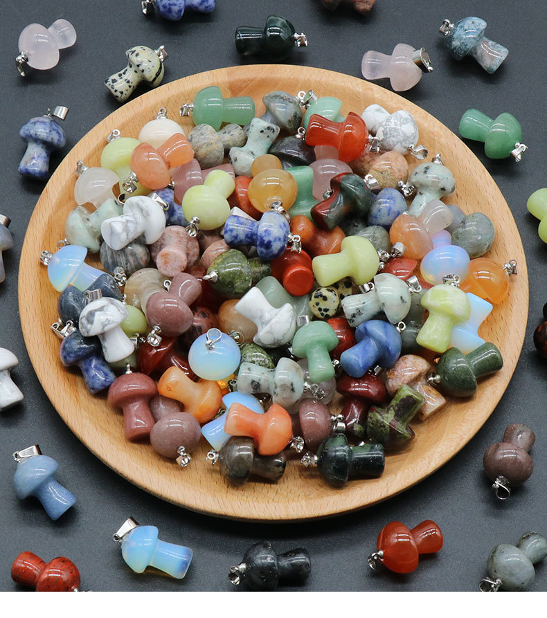 10g Weight DIY Jewelry Accessories Classification Cute Mushroom Natural Stone Polishing Jewelry Accessories 1 Piece