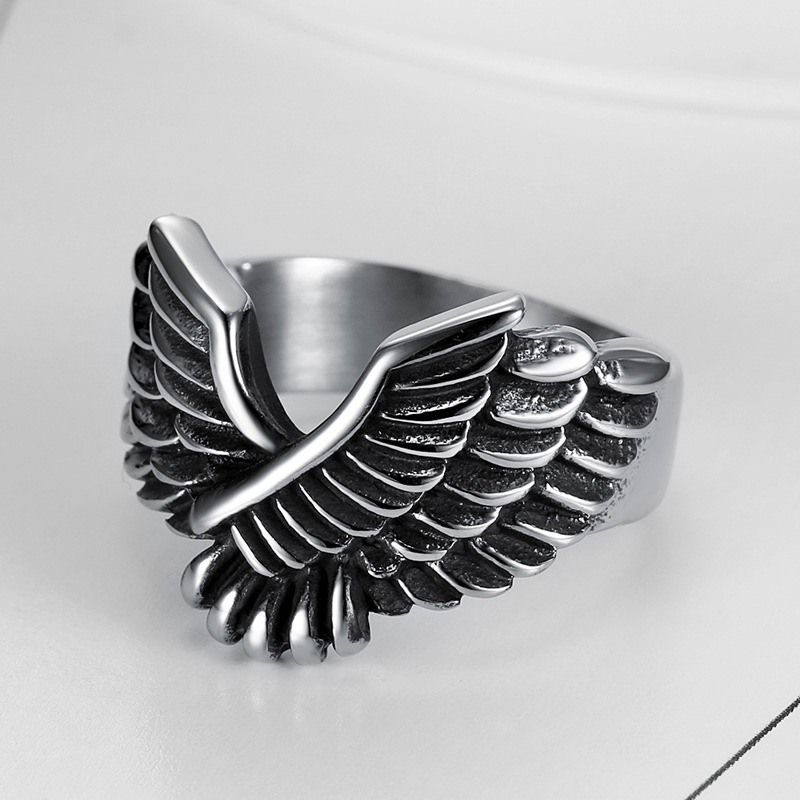 304 Stainless Steel Material Eagle Pattern Men'S Gender Retro Eagle Stainless Steel Men's Rings