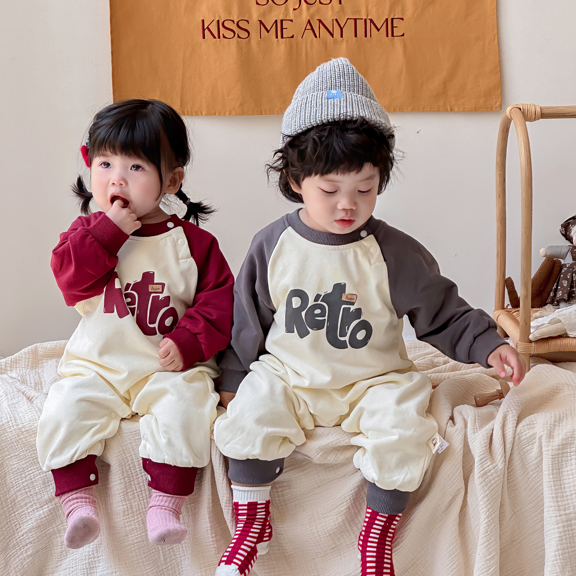 Ropa de bebé 0-3 años bebé bebé tipo mameluco traje de escalada otoño manga larga forro de algodón bebé mono