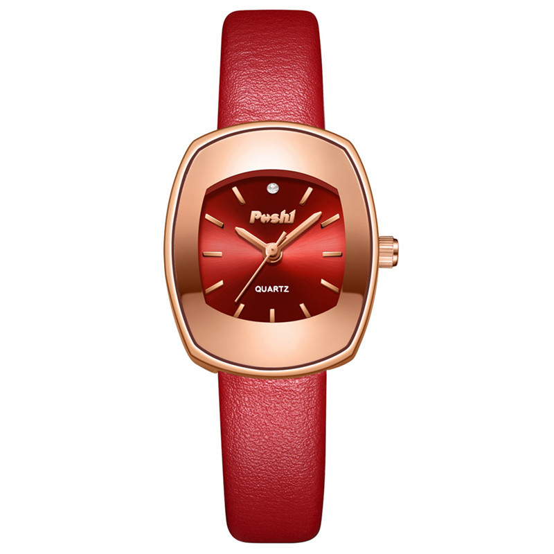 POSHI reloj retro pequeño cubo de vino reloj cinturón de mujer elegante pequeño reloj cuadrado movimiento de cuarzo reloj de mujer al por mayor