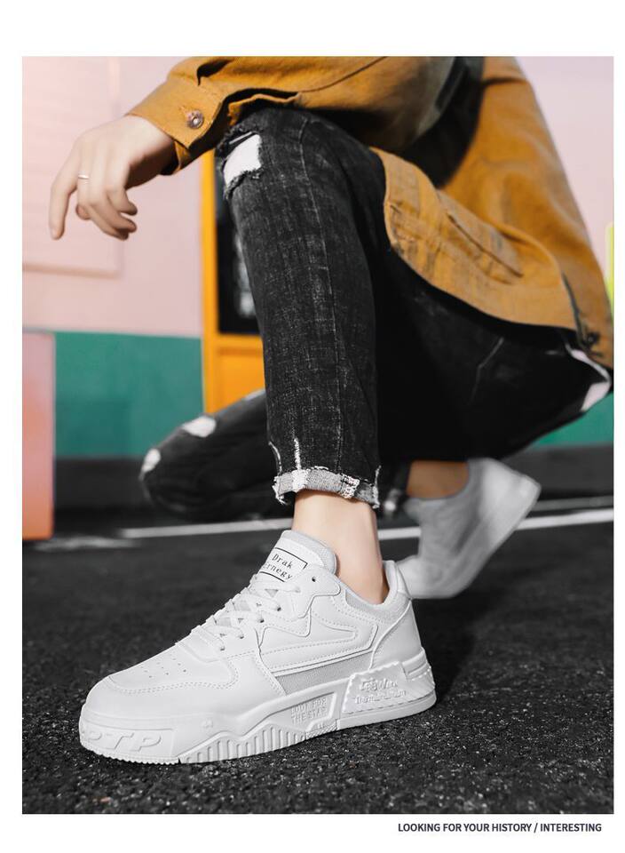 Giày thể thao nam cổ thấp đế dày tăng chiều cao chống trượt, giày sneaker phối màu đen trắng — EQ01 màu trắng, EQ01 màu đen chi tiết 13