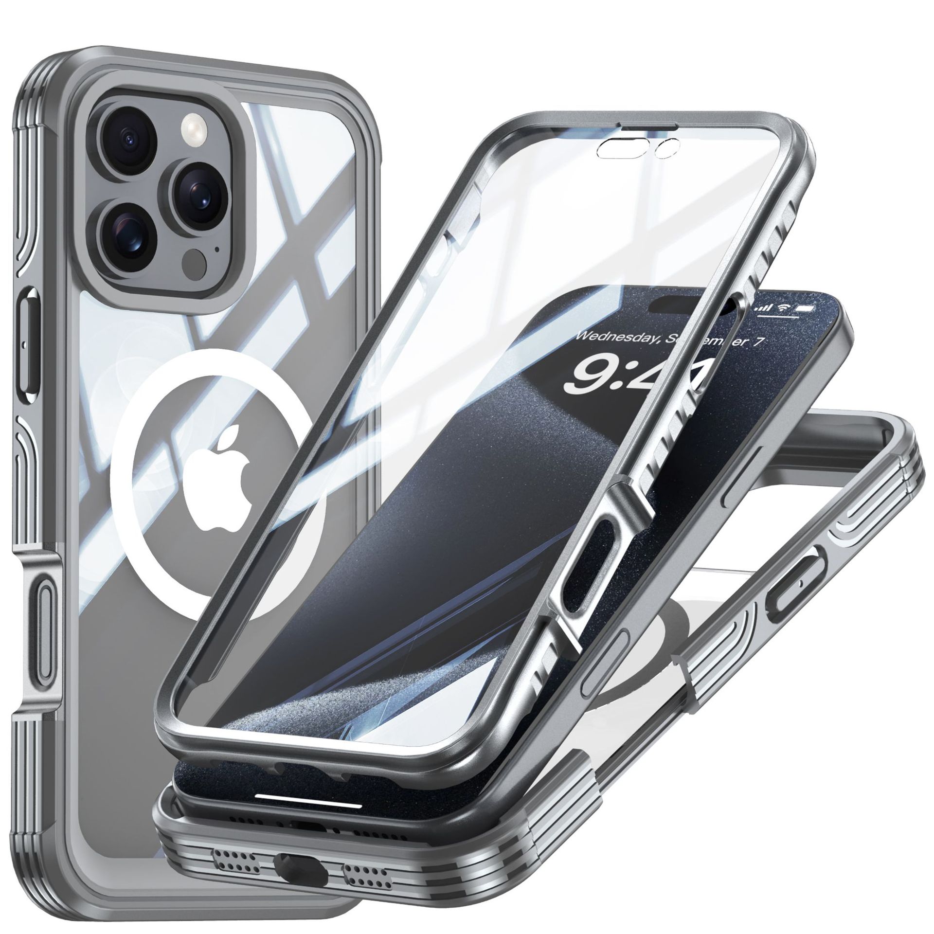 Aplicable a Apple 16 funda transparente de tres pruebas para teléfono móvil magsafe imán iPhone16ProMax funda anticaídas para exteriores image 10