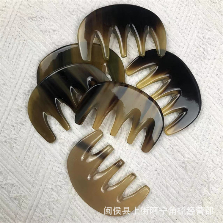 Natural Horn Five-Tooth Comb 9.5cm Scalp Massage Comb for Travel and Daily Hair Care details