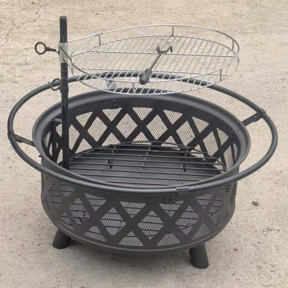 Parrilla de parrilla de doble capa cucina de fuego patio horno de calefacción al aire libre horno de parrilla giratorio horno de parrilla multifuncional horno de fuego de parrilla para cocinar té