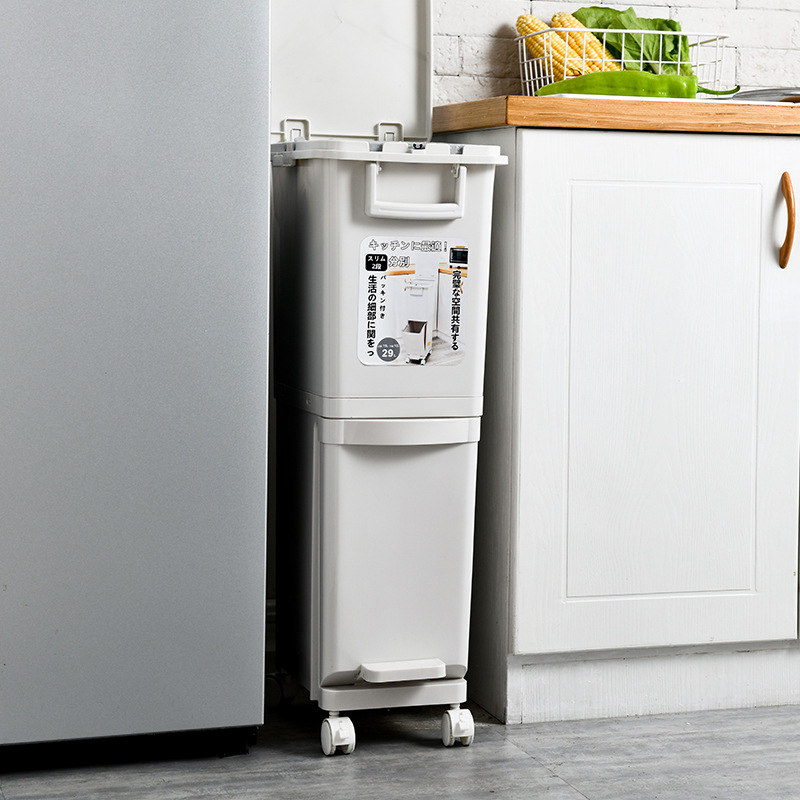 Kitchen household gap classification trash can gap dry and wet separation floor-standing foot-pressed automatic removable