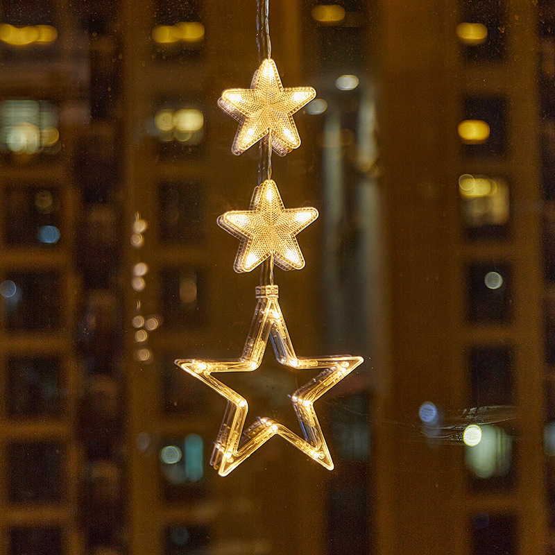 Nuevo estilo transfronterizo Navidad ambiente creativo LED ventosa decoración de la lámpara decoración del festival lámpara de estrella de cinco puntas colgante colgante image 8