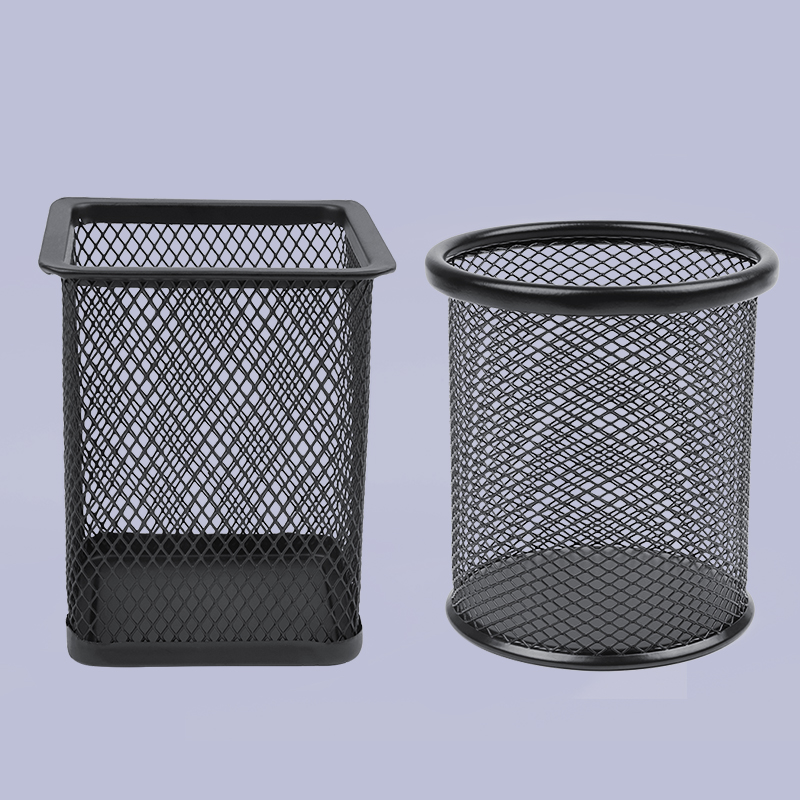 둥근 사각형 철 그물 펜 홀더 (2 팩)