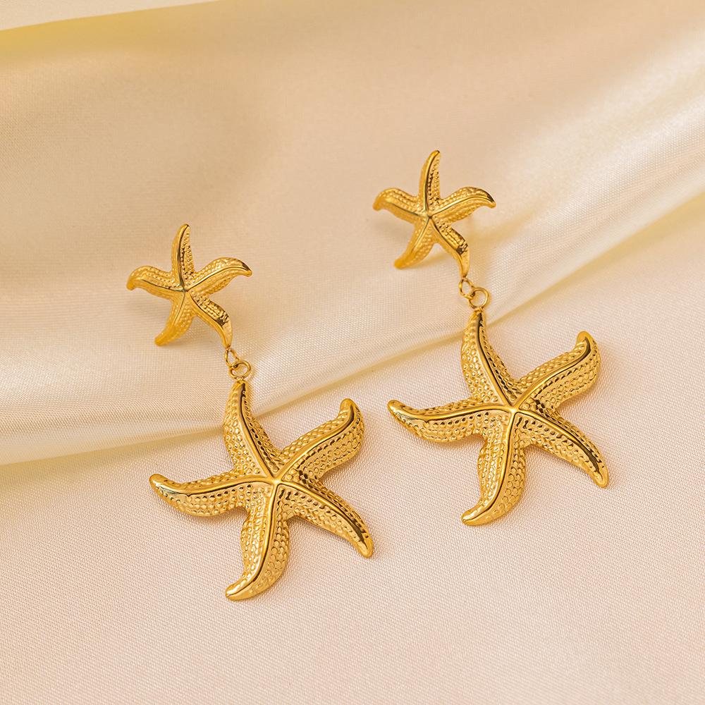 5g Weight 0.03µm-0.05µm Gold Plating Thickness PVD Coated Gold Plating Process Real Gold Plated Plating Material Zircon Inlay Material Rings, Earrings, Necklace Classification cable chain Chain Type Daily Occasion 304 Stainless Steel Material Starfish, Shell Pattern All Seasons Season Women's Gender IG Style, Marine Style Style Waterproof Non Tarnish, Inlay Craft PVD Coated Real Gold Plated 18K Gold Starfish Shell Titanium Steel IG Style Marine Style Waterproof Non Tarnish Rings Earrings Necklace 7