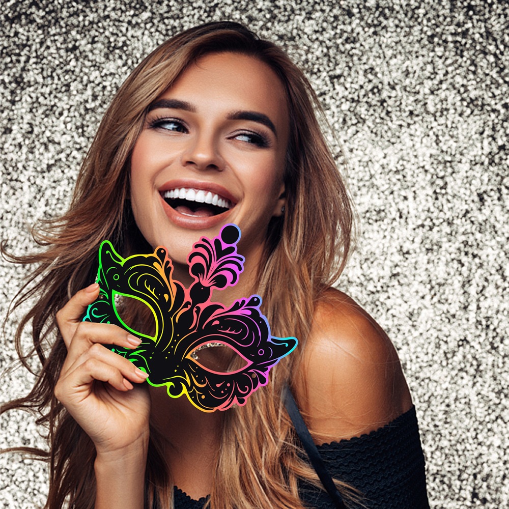 Amazon Mask Carnival Decoration Supplies Colorful DIY Scratch Máscara de carnaval Accesorios para fotos