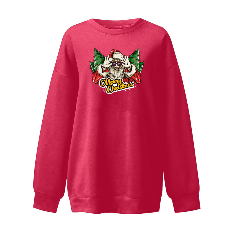 Women's Clothing Christmas holiday hot sale new personalized printing fashion sweatshirt loose large size women's clothing all match_voghion.com