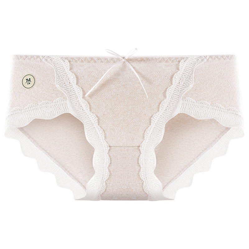 Diseño de encaje de horquilla alta, agradable para la piel y cómodo, entrepierna de algodón antibacteriana de grado 7A, ropa interior de algodón de cintura media transpirable de alta elasticidad para niñas