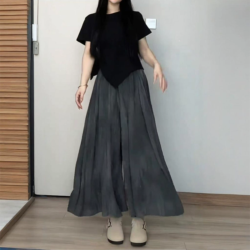 Высококачественная повседневная юбка для женщин, летние новые брюки-кюлоты большого размера с высокой талией, закрывающие тело и утягивающие фигуру.
