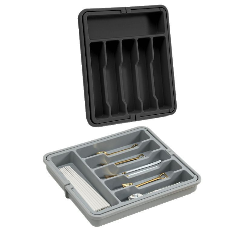 Transfronterizo Expandable Utensil Tray Cuchillo y tenedor ajustable Caja de almacenamiento de vajilla Caja de acabado de cajón