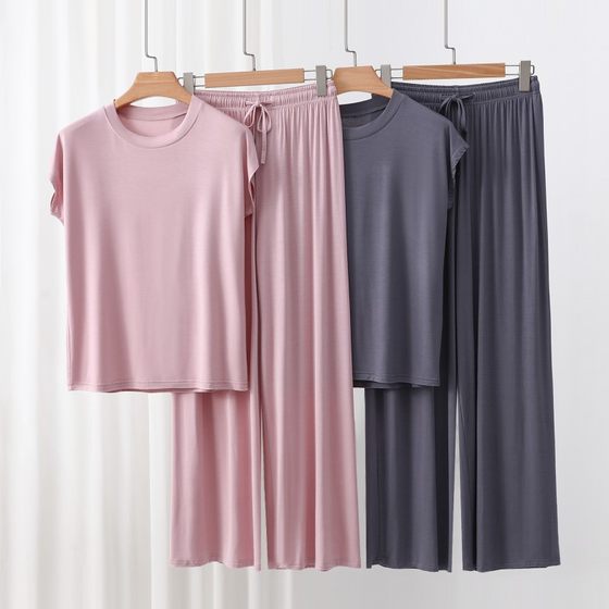 Modal Pajamas Women's Summer Thin Cool-feeling Home Suit Two-piece Outfit Sleeveless Casual Pants for suit plus size