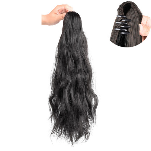 Wig ponytail female small grabber style wool curl internet celebrity big wave corn silk long curly hair high temperature silk wig braid