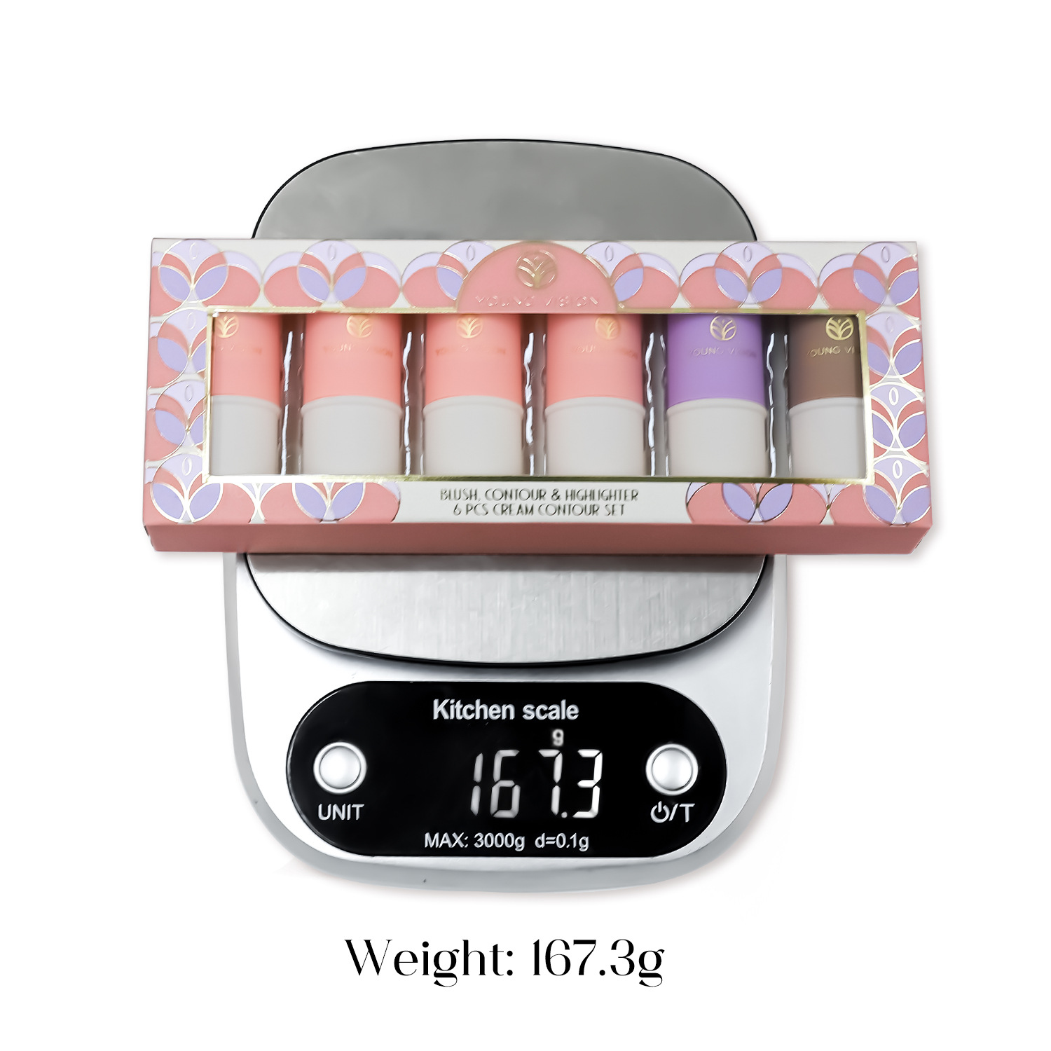 YOUNG VISION Multi-functional Makeup Stick Six-color Highlighter Contouring Cream Blush Matte Blush Stick Set Specification drawing