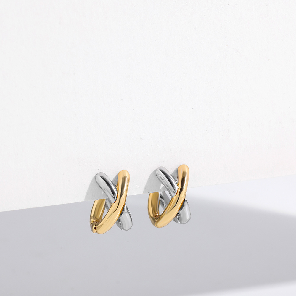 1 Pair Simple Style Classic Style Color Block Plating Copper Gold Plated Ear Studs display picture 5