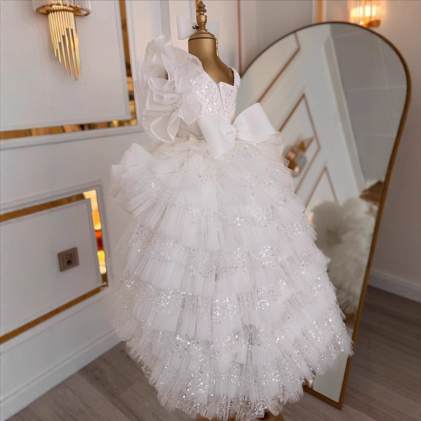 Primavera vestido de princesa de niña nuevo vestido de flores blanco de primavera vestido de aniversario