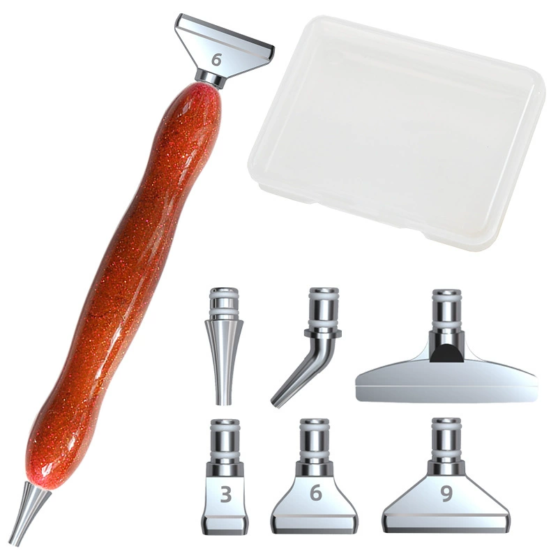 Diamond Pen Tool Set, Multi-Color Handle, Metal Heads & Diamond Bits, Compact Case