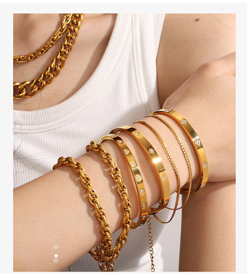 Bangle Classification PVD Coated Real Gold Plated Geometric Titanium Steel Casual Elegant Simple Style Waterproof Non Tarnish Titanium Steel Bangle