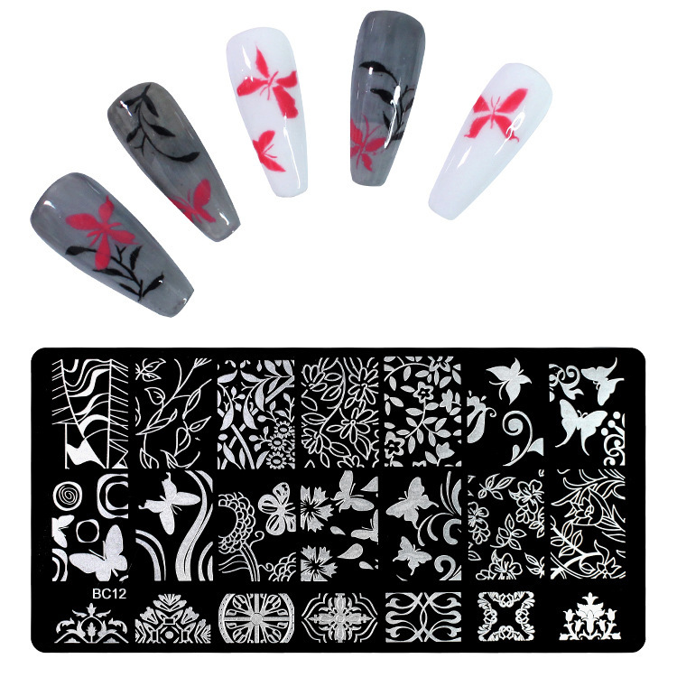 Nail Art Impresión Plantilla Stickers Esmalte de uñas estereoscópico Plantilla Diy Seal Placa de impresión Herramienta de transferencia