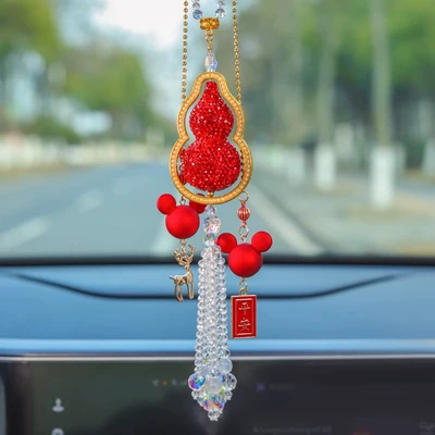 Interior Hanging Ornament Safety – Other Automotive Interior Supplies - gold-edge-diamond-red-gourd-mickey-pendant