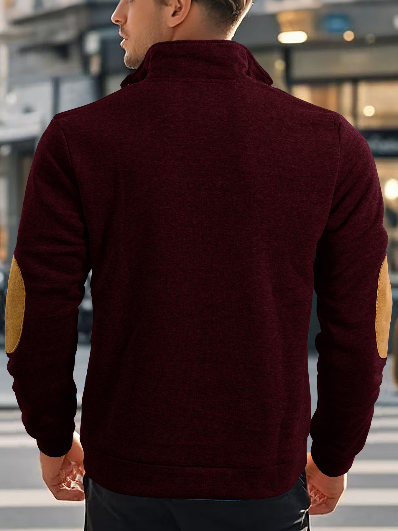 Embroidered Men's Hoodies With Stand Collar And Colour-block Style_voghion.com