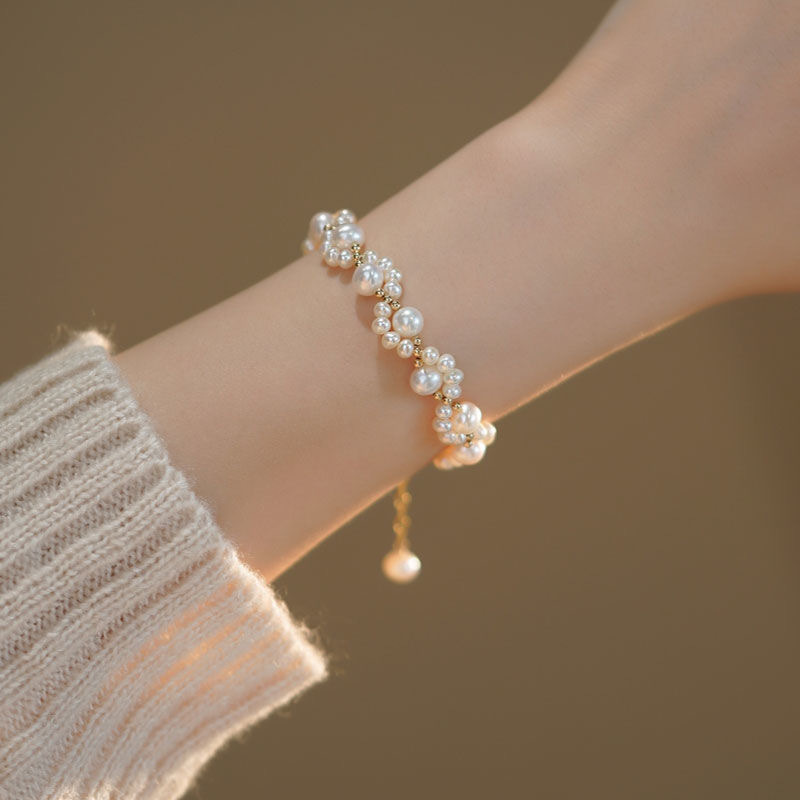 Woven Cat Claw Pearl Bracelet Women's Light Luxury Elegant High-end Ins Style Bracelet Niche Design Exquisite Simple Bracelet