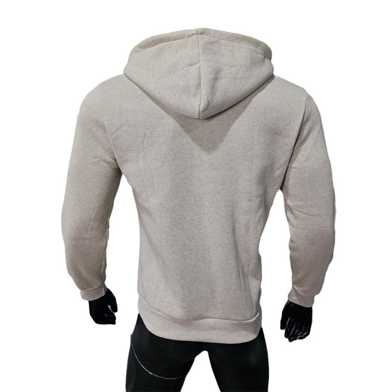 Herrenbekleidung schwerer, einfarbiger, langärmeliger Sport-Freizeitanzug mit Kapuze aus Fleece, warmer zweiteiliger Anzug_voghion.com