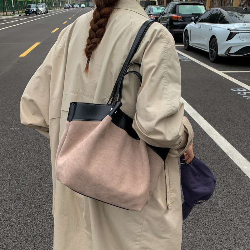 托特包休闲大容量麂皮绒包包女新款秋季复古百搭单肩包通勤托特包|undefined