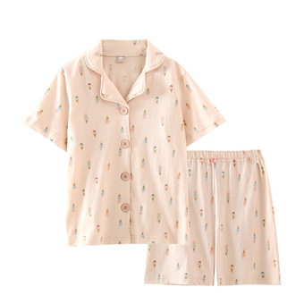 外贸夏季儿童纯棉短袖薄款睡衣套装女童舒适宽松短裤家居服套现货