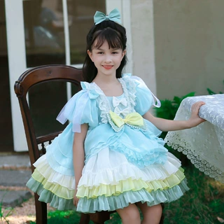 枝芽2025夏季新款女童连衣裙节日表演礼服公主裙儿童洛丽塔蓬蓬裙