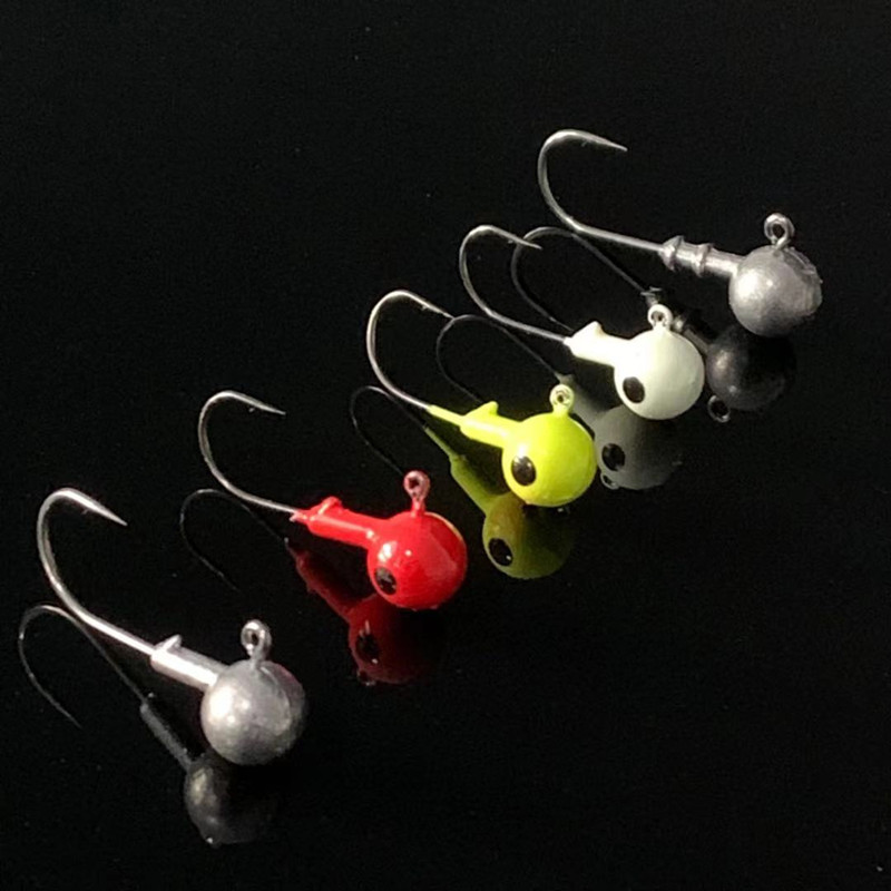 Lead head hooks, 50 pieces per pack, colored lead head hooks, drop shot hooks, lure lead head hooks, fishing hooks, lure lead