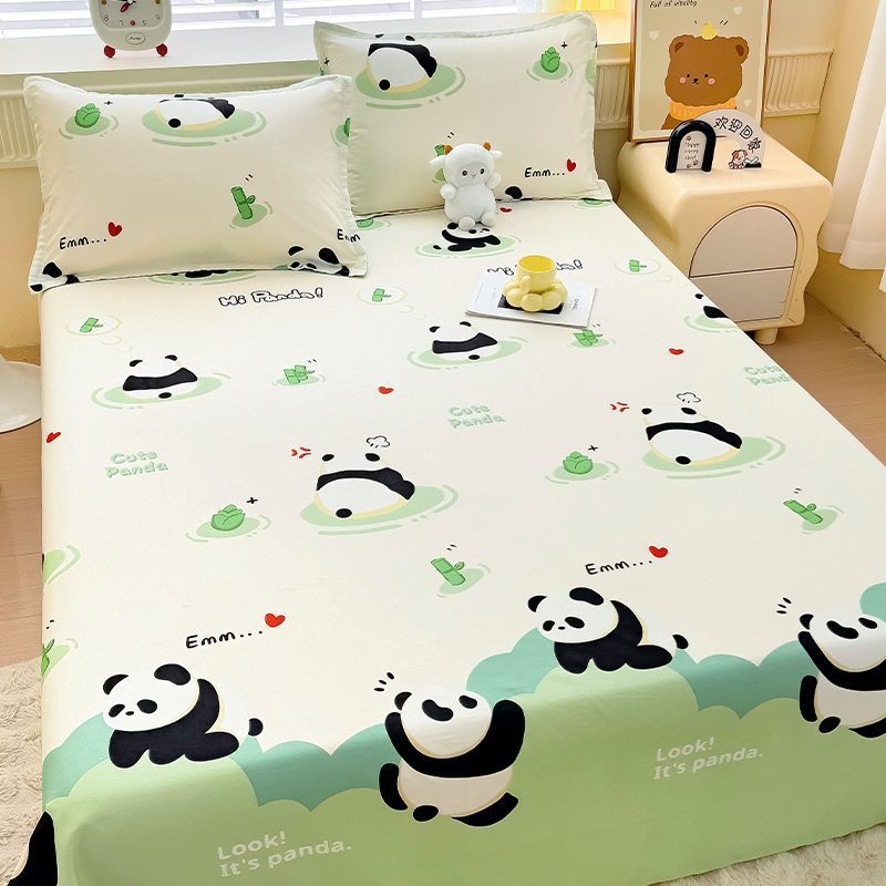 Algodón 100% algodón sábana de una pieza niña linda funda de cama de dibujos animados gruesa funda de almohada de tres piezas conejo