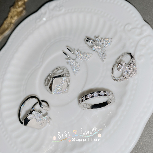 SIsi Japanese high-end small fragrance series ring plated 18k sweet and cool girl micro-set zirconium diamond niche full diamond ring