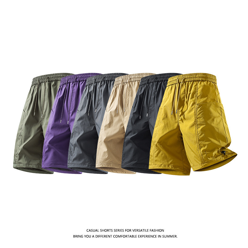 Ice Silk Large Pocket Shorts for Men and Women, New Summer Thin Style, Solid Color Five-Point Pants for Teenagers, Loose Men's Clothing
