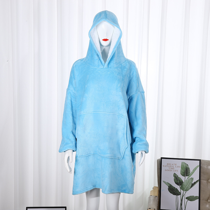 Huggle hoodieクロスボーダー750自宅で毛をつかんで帽子をかぶっている怠け者の寝衣のパジャマの外でテレビの毛布を着ます。|undefined