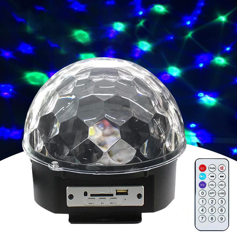 Bola mágica de cristal LED con control remoto, Bluetooth, MP3 y control por voz, luz de escenario para KTV